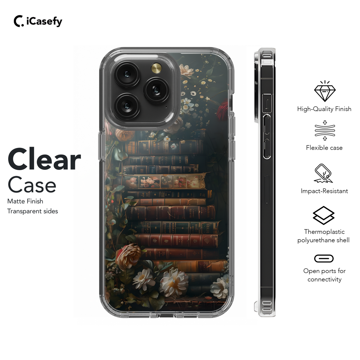 Book Lover Aesthetic Flower Phone Case iPhone Samsung Cover Pixel 1940 - Image 8