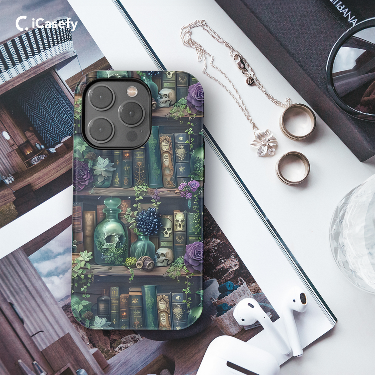 Book Lover Gothic Bookshelf Witchy Spell Phone Case iPhone Samsung Cover Pixel 1911 - Image 2