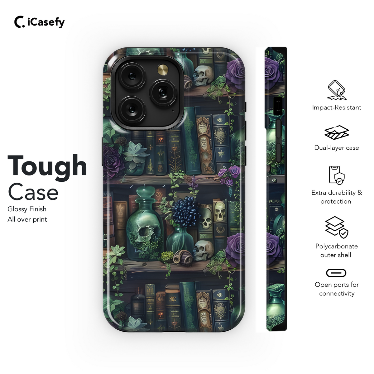 Book Lover Gothic Bookshelf Witchy Spell Phone Case iPhone Samsung Cover Pixel 1911 - Image 5