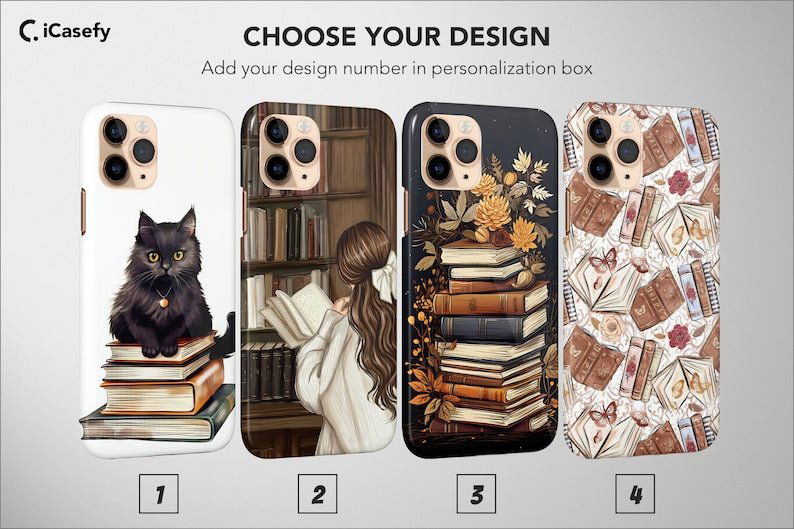 Book Lover Phone Case Bookish Aesthetic Cat Cover - Image 1