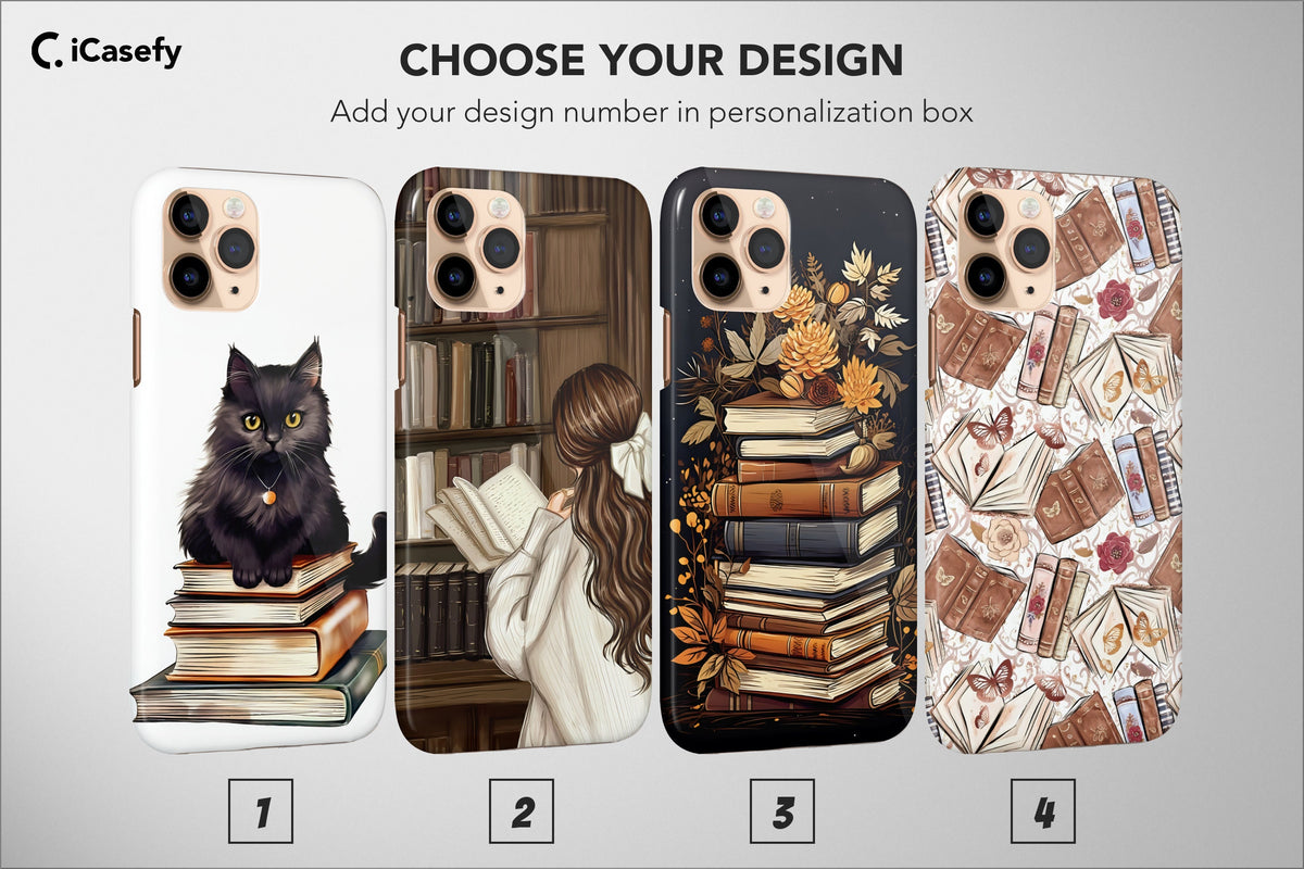 Book Lover Phone Case Bookish Aesthetic Cat Cover - Image 1