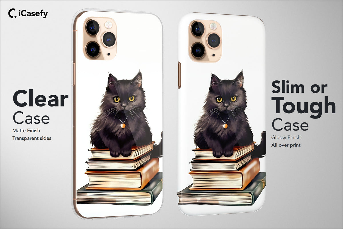 Book Lover Phone Case Bookish Aesthetic Cat Cover - Image 2