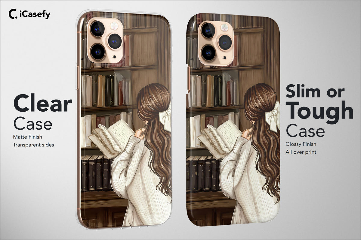 Book Lover Phone Case Bookish Aesthetic Cat Cover - Image 3