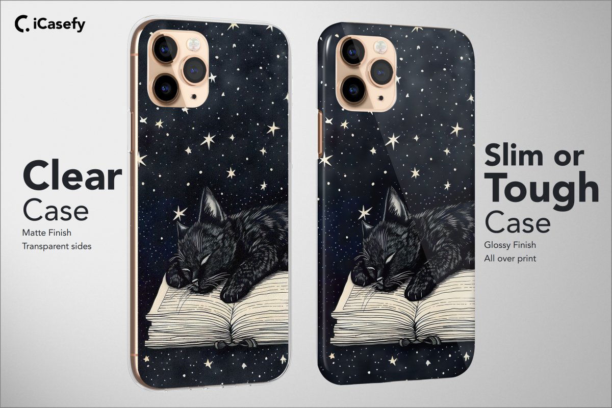 Book Lover Phone Case Celestial Black Cat Cover - Image 3