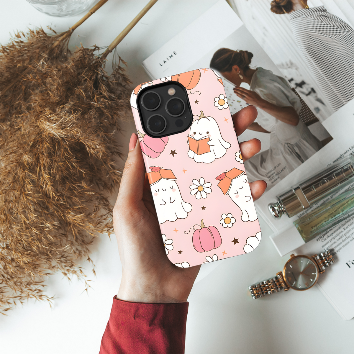 Bookish Ghost Halloween Pattern Phone Case iPhone Samsung Cover Pixel 2300 - Image 4