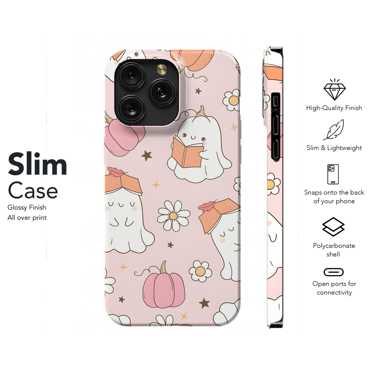 Bookish Ghost Halloween Pattern Phone Case iPhone Samsung Cover Pixel 2300 - Image 7