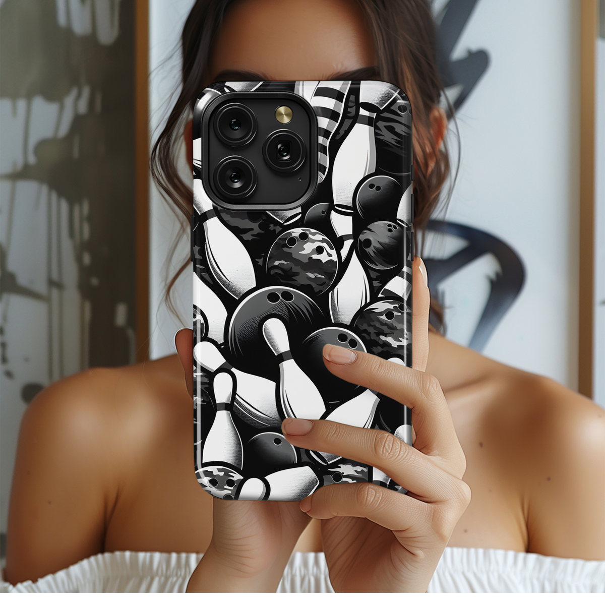 Bowling Balls and Pins Camouflage Phone Case iPhone Samsung Cover Pixel 3434 - Image 2