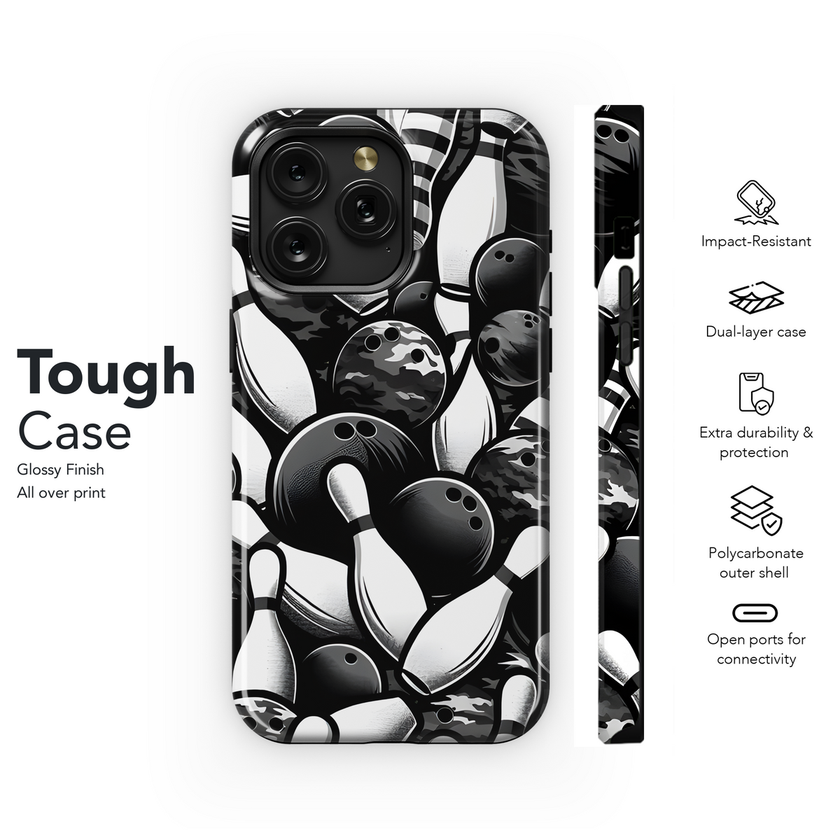 Bowling Balls and Pins Camouflage Phone Case iPhone Samsung Cover Pixel 3434 - Image 6