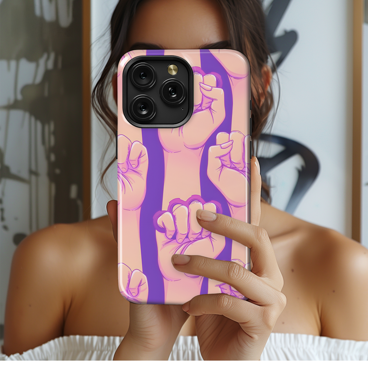 Brass Knuckles Fist Girl Power Phone Case iPhone Samsung Cover Pixel 3870 - Image 2