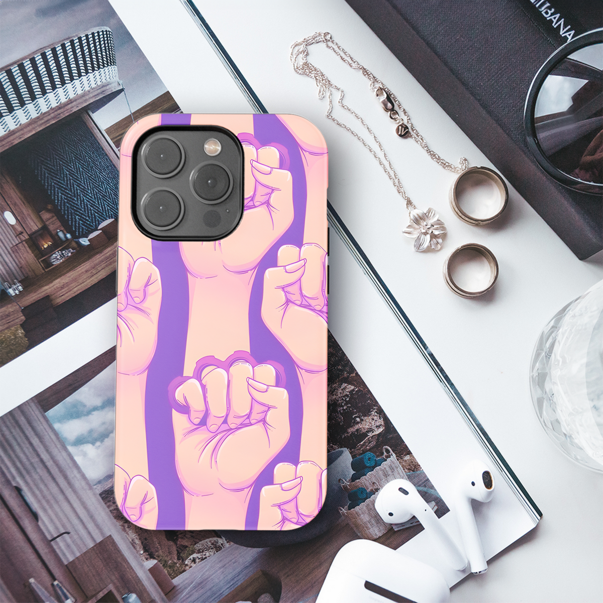 Brass Knuckles Fist Girl Power Phone Case iPhone Samsung Cover Pixel 3870 - Image 3