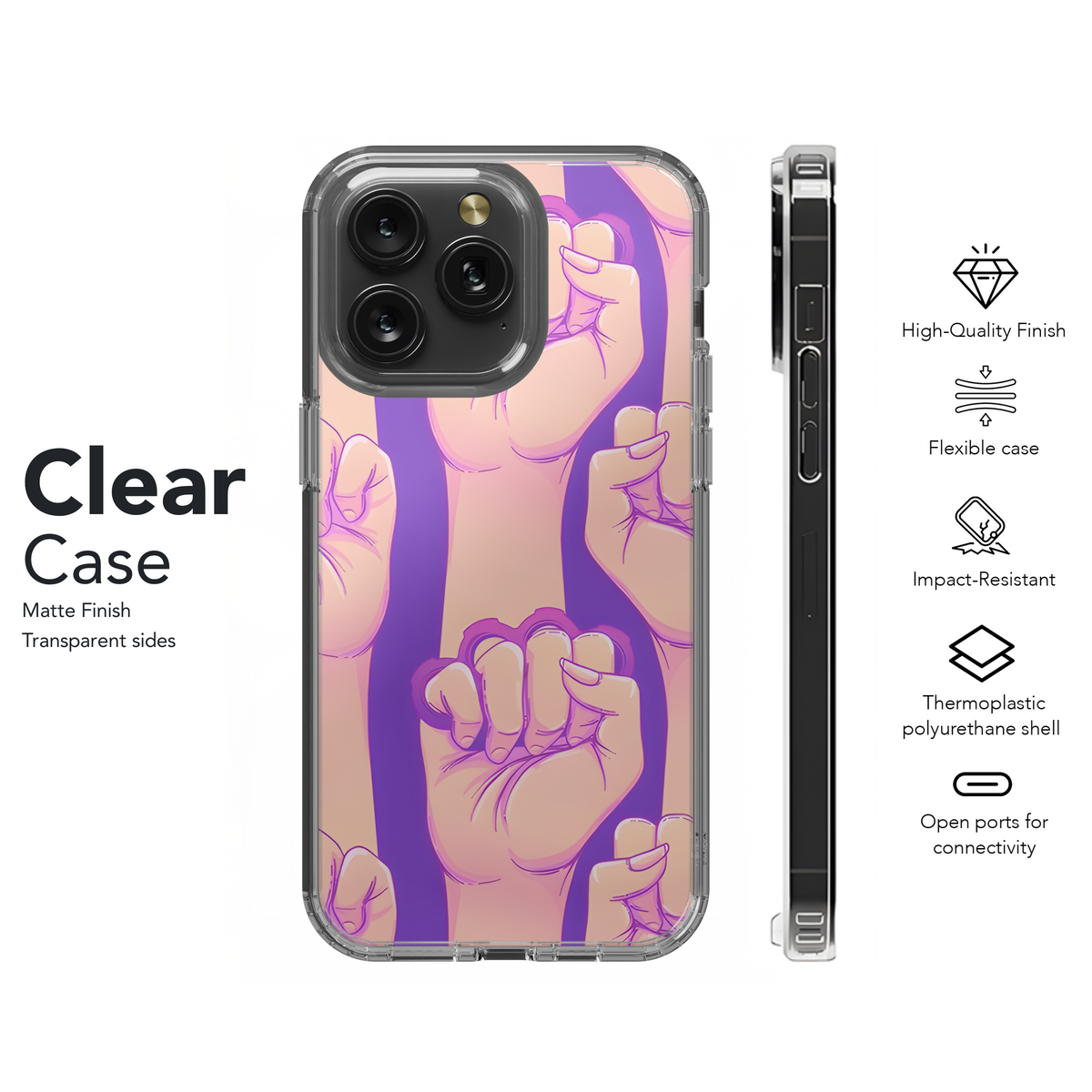 Brass Knuckles Fist Girl Power Phone Case iPhone Samsung Cover Pixel 3870 - Image 8