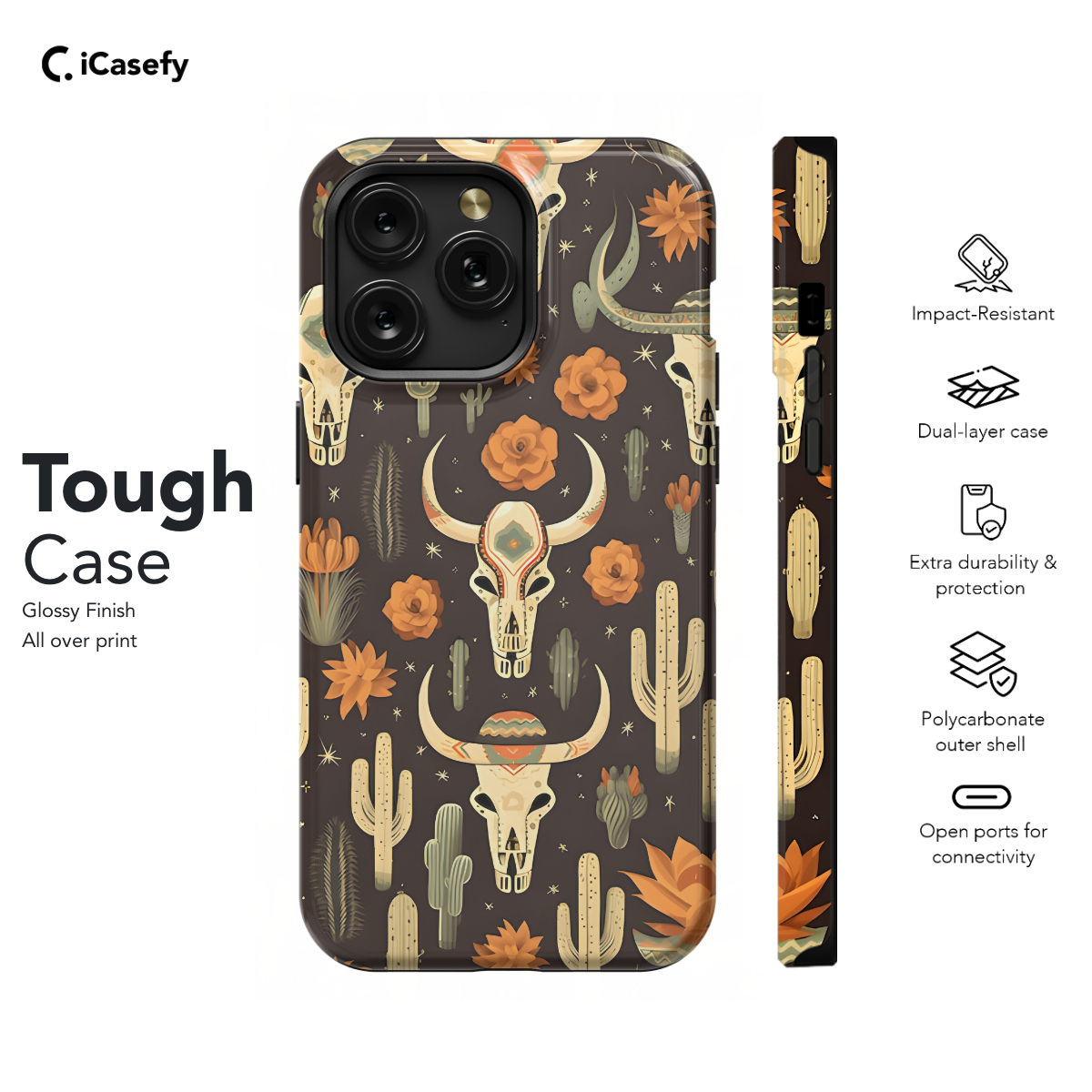 Buffalo Skull and Cactus Wild Western Phone Case iPhone Samsung Cover Pixel 1120 - Image 5