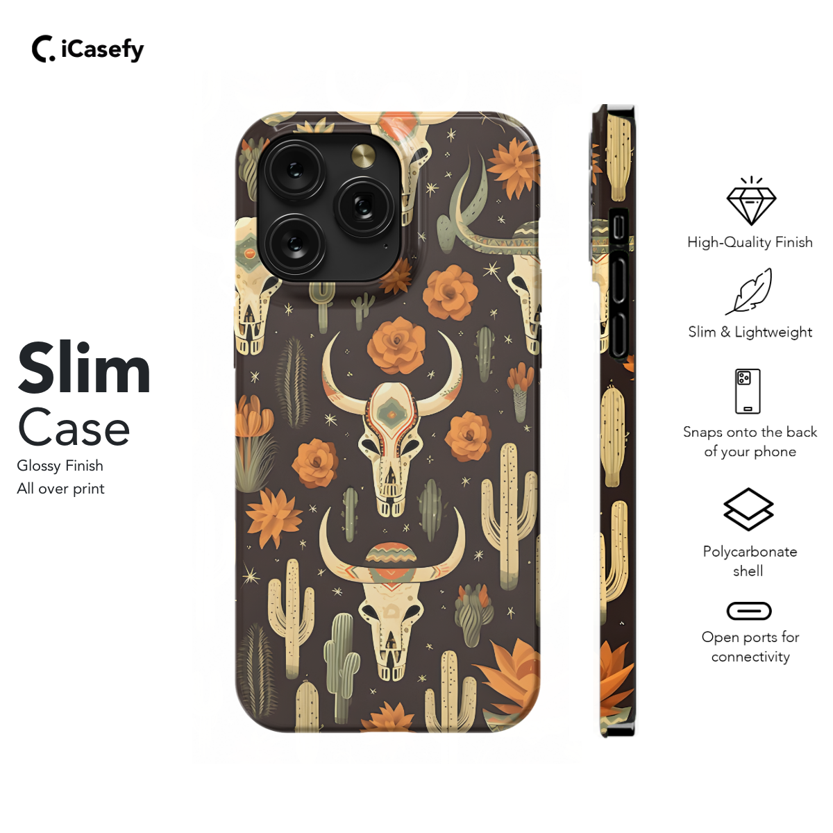 Buffalo Skull and Cactus Wild Western Phone Case iPhone Samsung Cover Pixel 1120 - Image 6