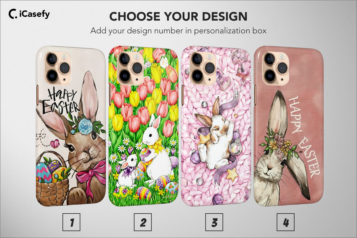 Bunny Easter Phone Case Happy Easter Floral Celebration Eggs Cover - Image 1