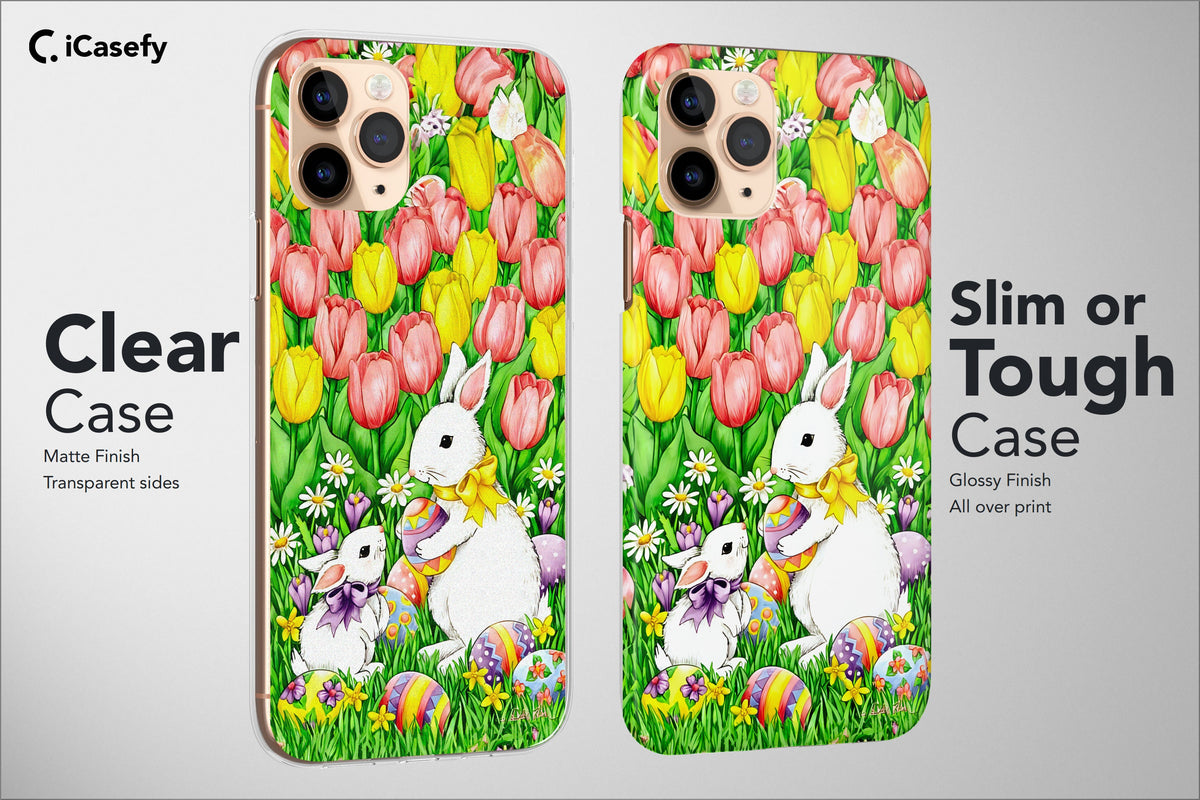 Bunny Easter Phone Case Happy Easter Floral Celebration Eggs Cover - Image 3