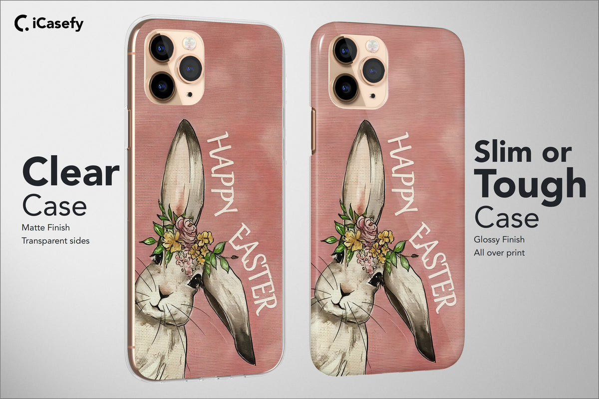 Bunny Easter Phone Case Happy Easter Floral Celebration Eggs Cover - Image 5