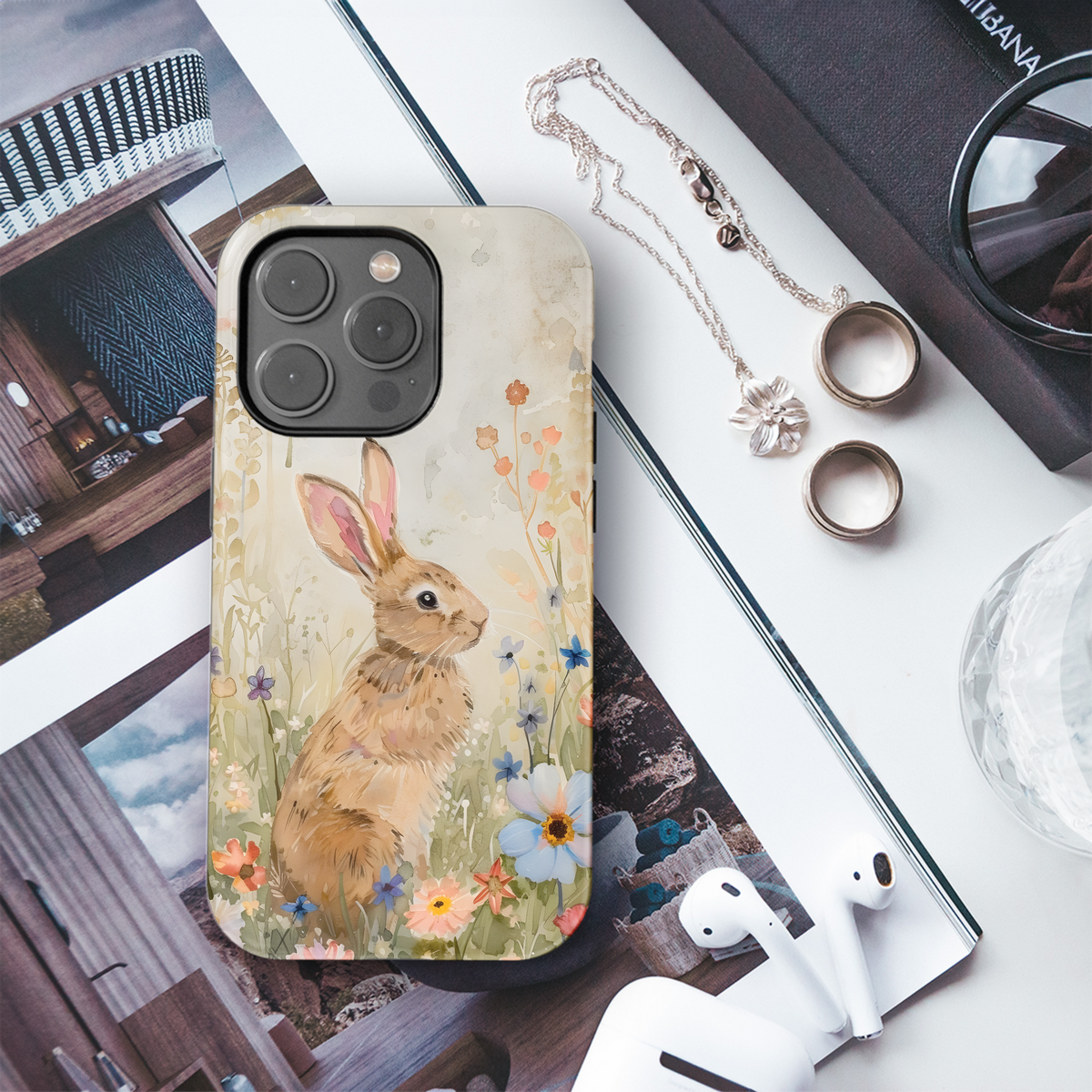 Bunny in Wildflowers
 Phone Case iPhone Samsung Cover Pixel 4208 - Image 3