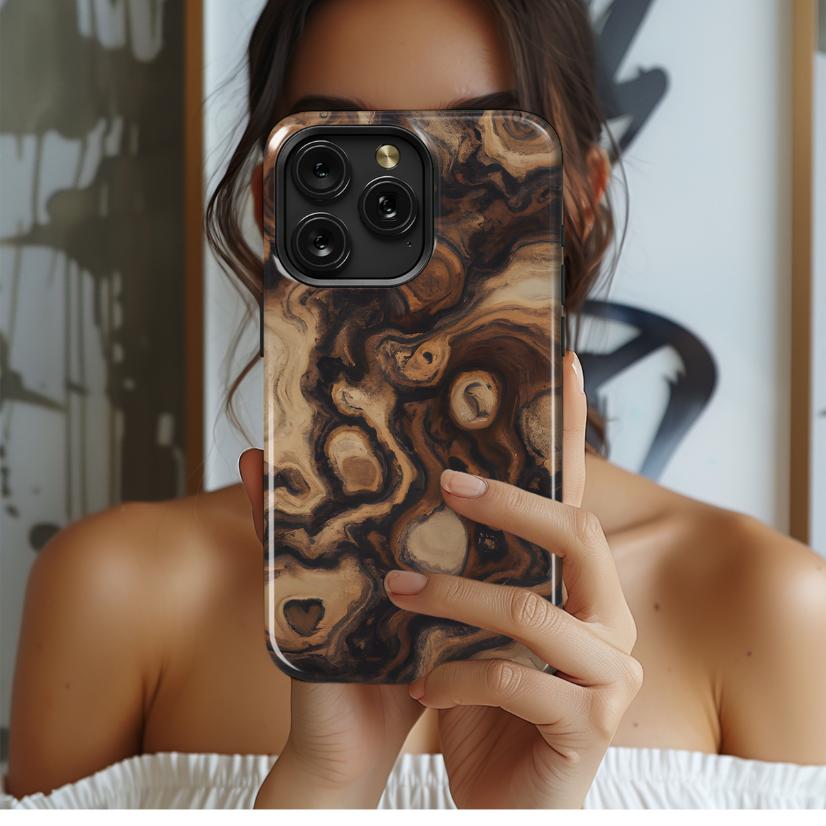 Burl Wood Grain Phone Case iPhone Samsung Cover Pixel 3600 - Image 2