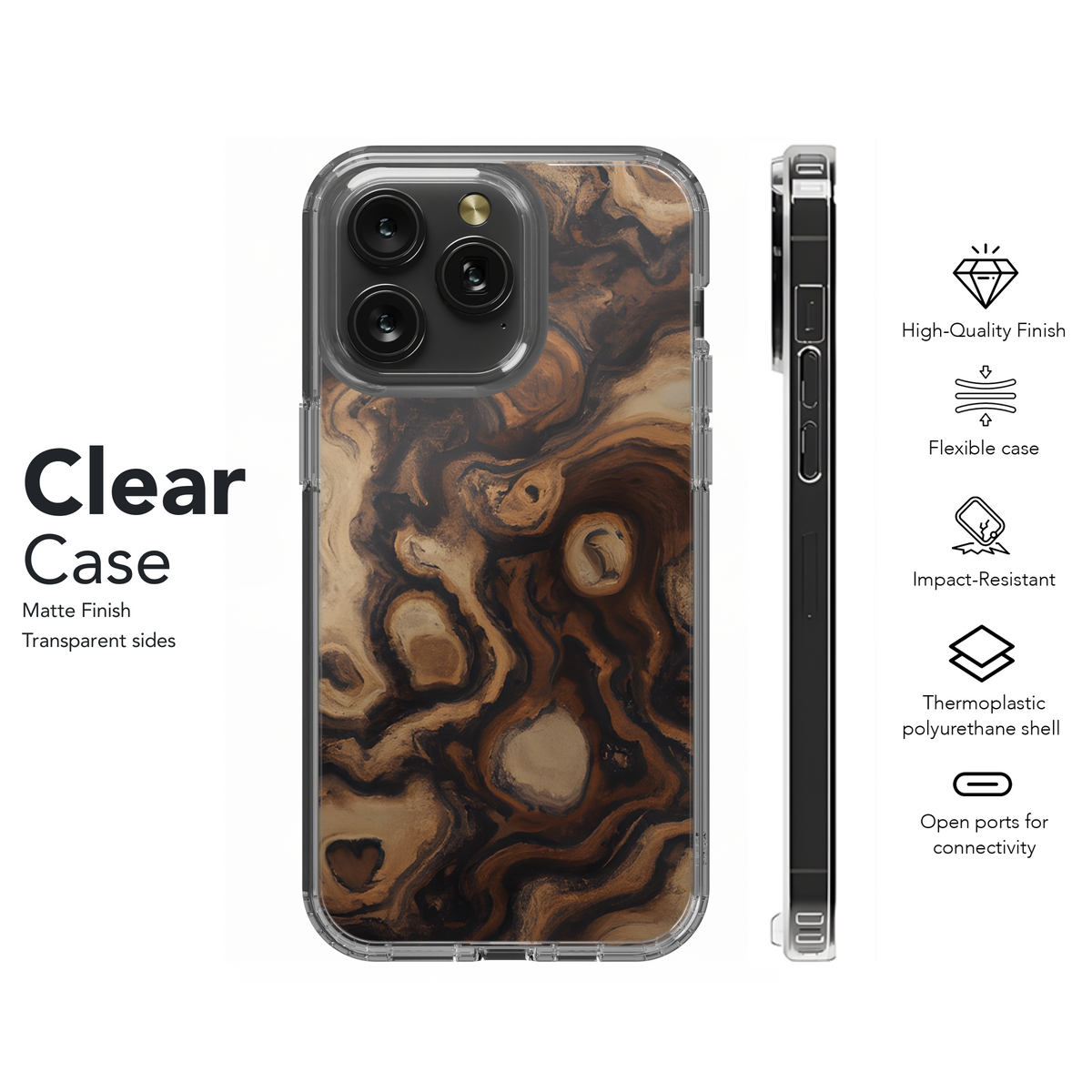 Burl Wood Grain Phone Case iPhone Samsung Cover Pixel 3600 - Image 8