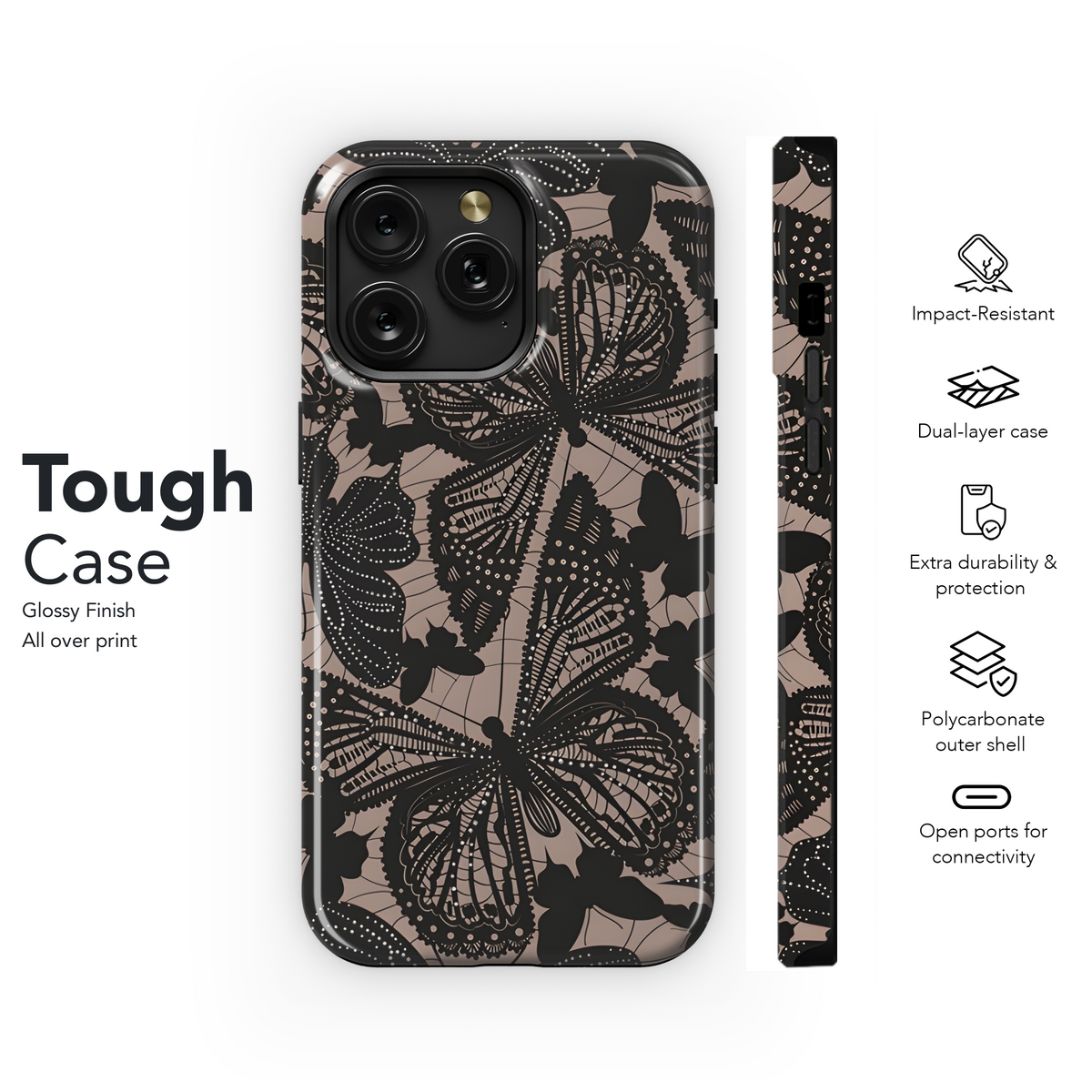 Butterfly Lace Phone Case iPhone Samsung Cover Pixel 3946 - Image 6