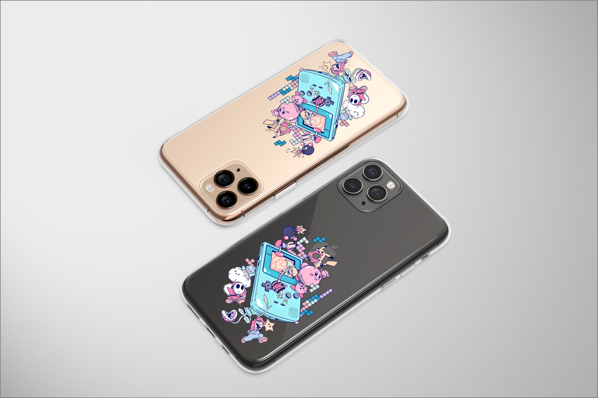 Clear Gaming Room Wall Art Phone Case, Kawaii Gamer Gift, 90s Anime Art, Gamer Aesthetic, Cozy Lofi Art, Gamer Christmas Gift, Retro Gamer, Pink Pastel Art - Image 1