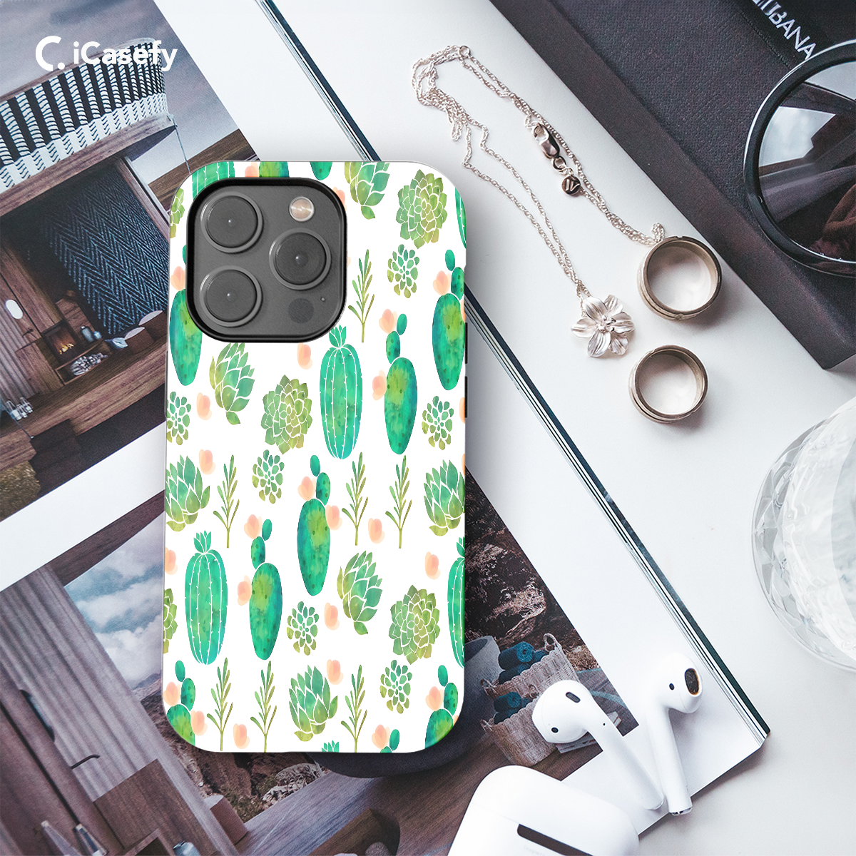 Cactus pattern Phone Case iPhone Samsung Cover Pixel 1160 - Image 3