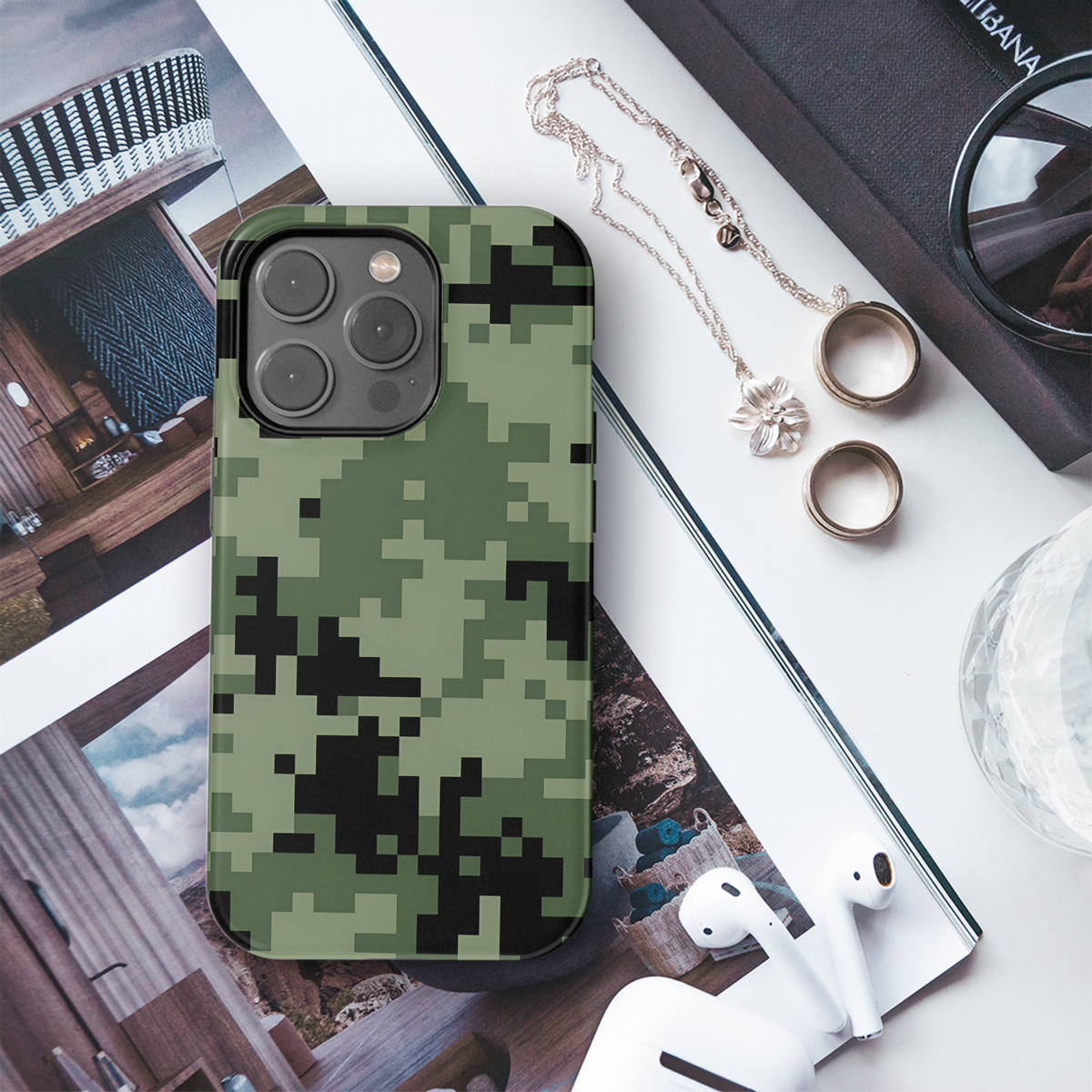 Camouflage Pattern Tiles Woodland Phone Case iPhone Samsung Cover Pixel 2205 - Image 3