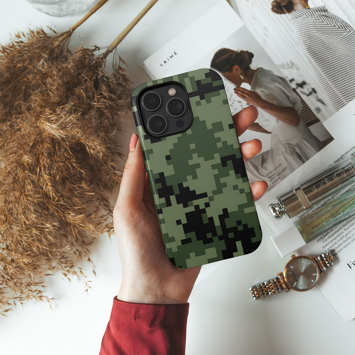 Camouflage Pattern Tiles Woodland Phone Case iPhone Samsung Cover Pixel 2205 - Image 4