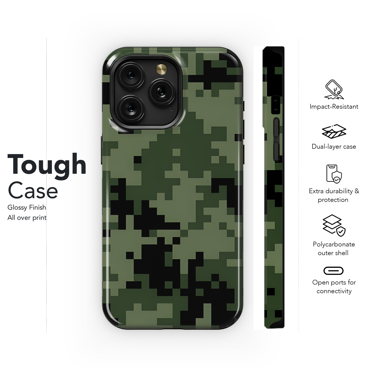 Camouflage Pattern Tiles Woodland Phone Case iPhone Samsung Cover Pixel 2205 - Image 6