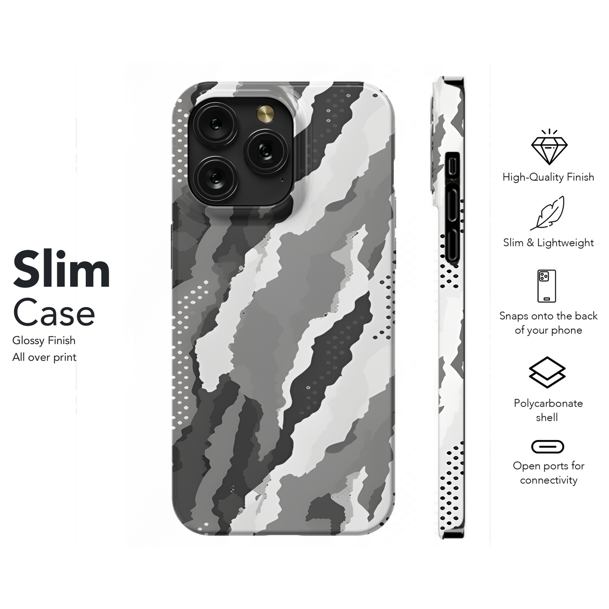 Camouflage Print Seamless Grey Phone Case iPhone Samsung Cover Pixel 2206 - Image 7