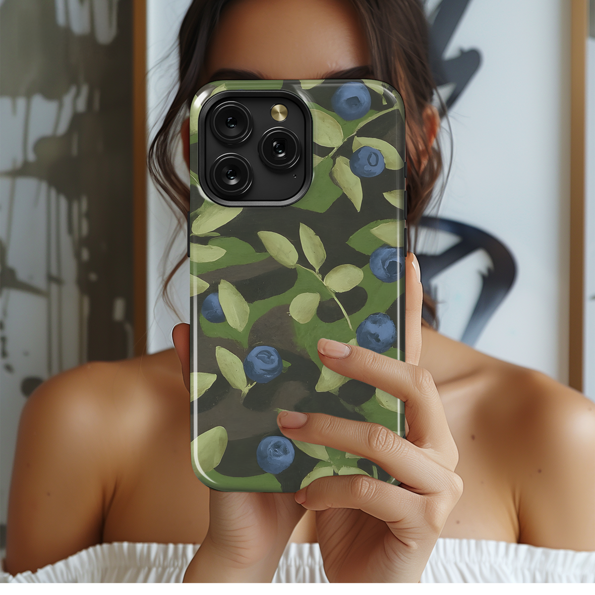 Camouflage Print with Huckleberries Phone Case iPhone Samsung Cover Pixel 3549 - Image 2