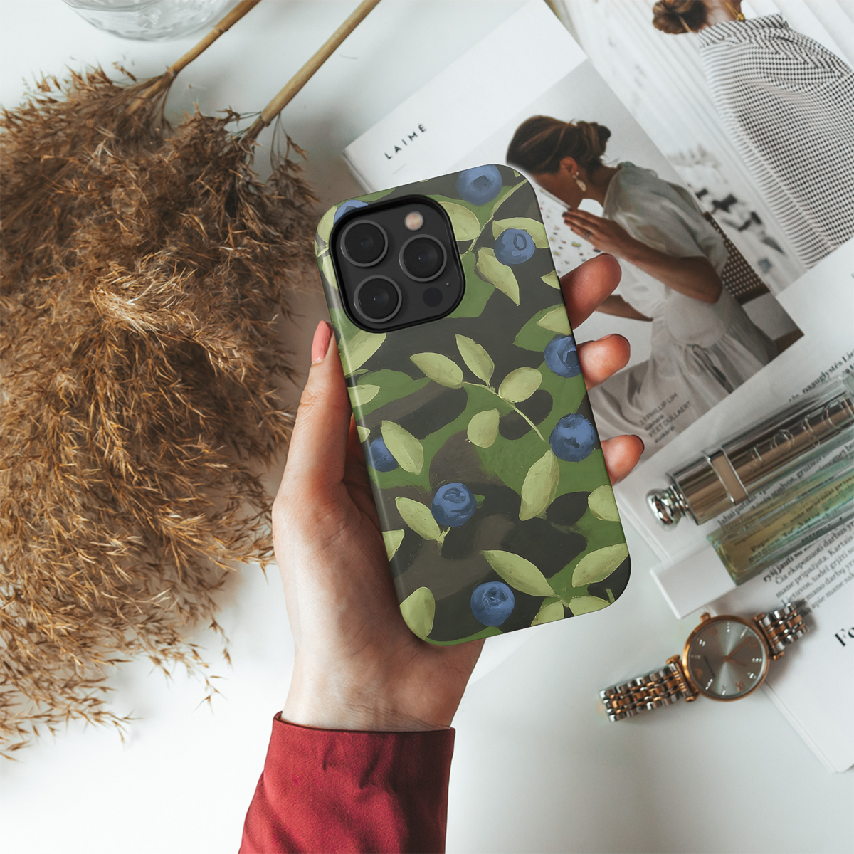 Camouflage Print with Huckleberries Phone Case iPhone Samsung Cover Pixel 3549 - Image 4