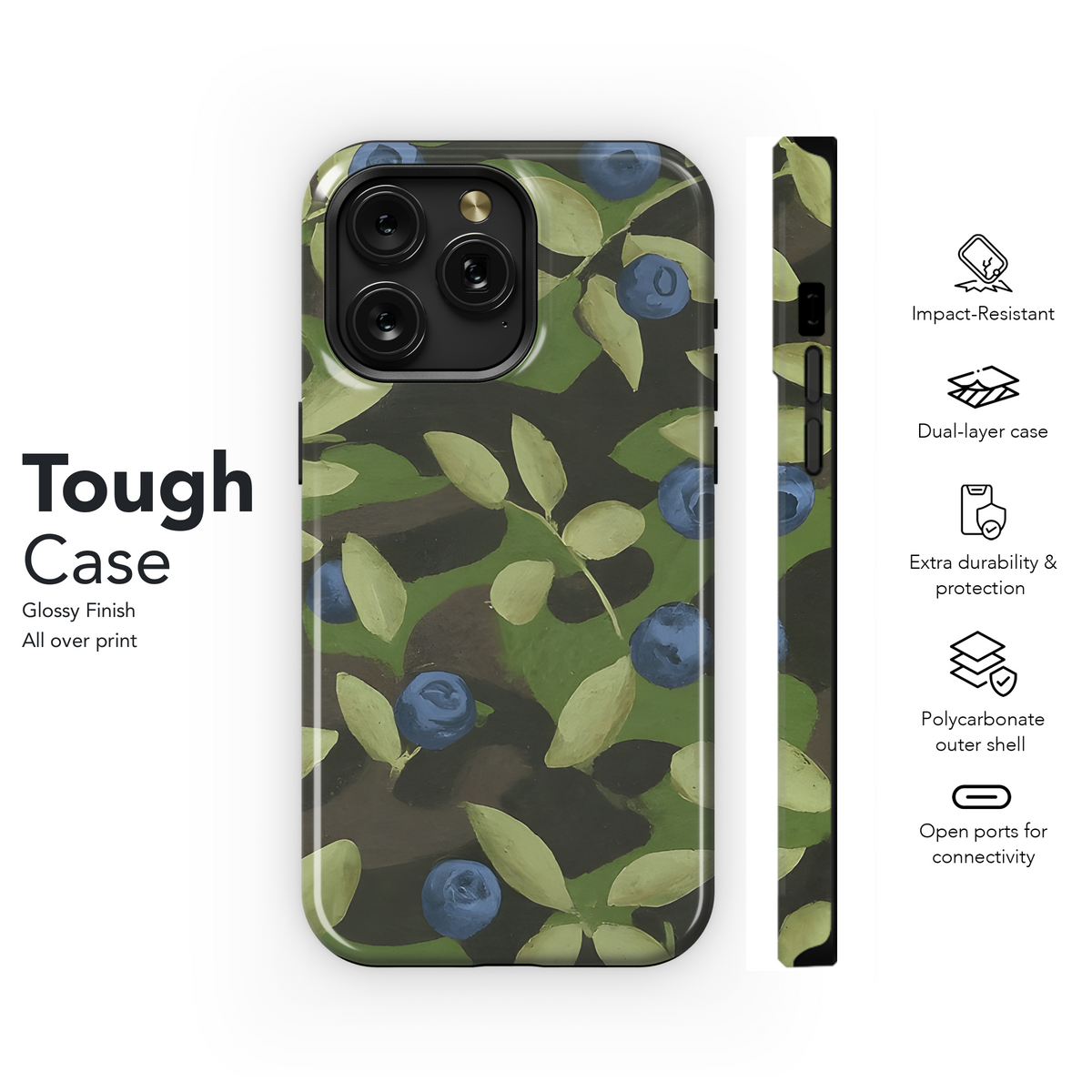 Camouflage Print with Huckleberries Phone Case iPhone Samsung Cover Pixel 3549 - Image 6