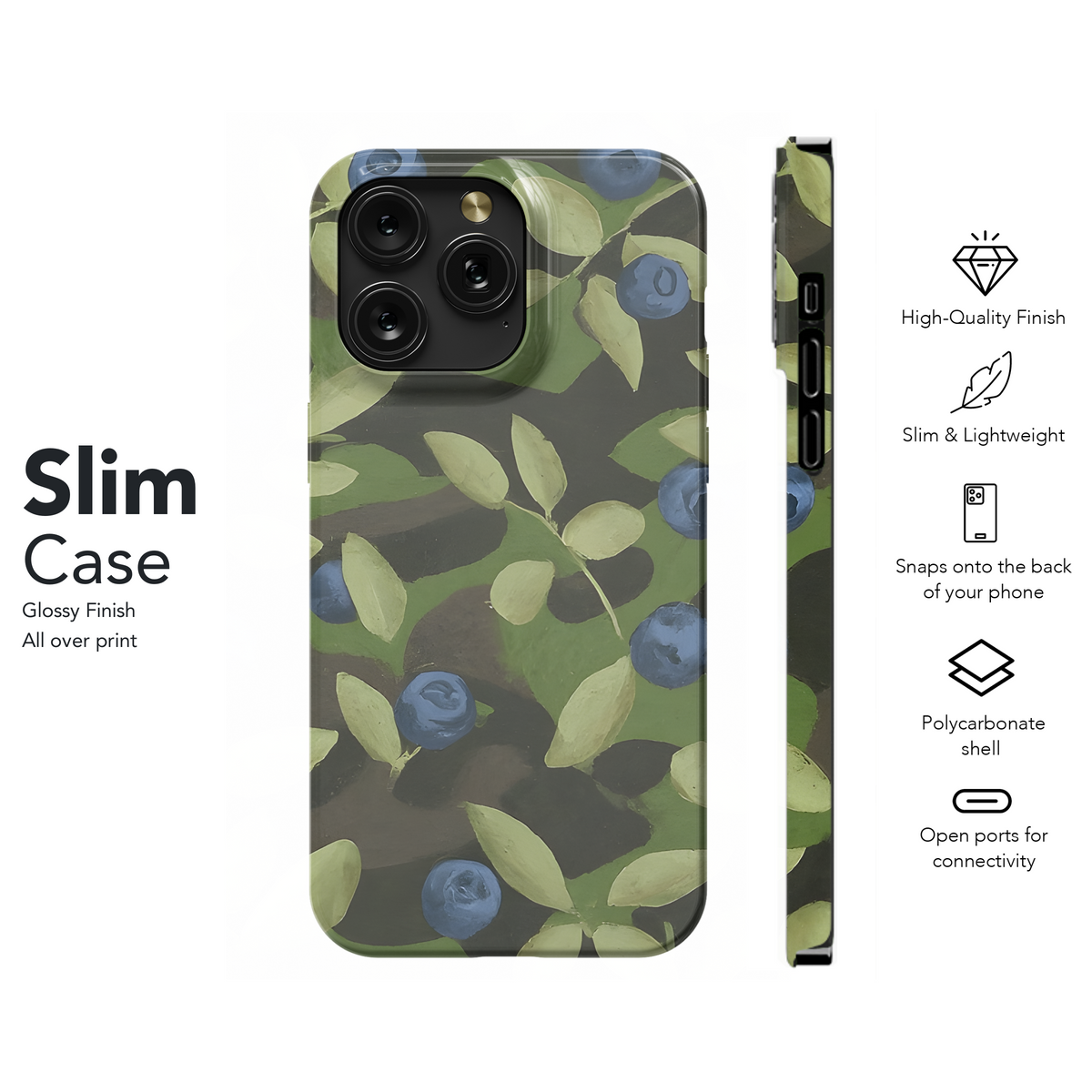 Camouflage Print with Huckleberries Phone Case iPhone Samsung Cover Pixel 3549 - Image 7