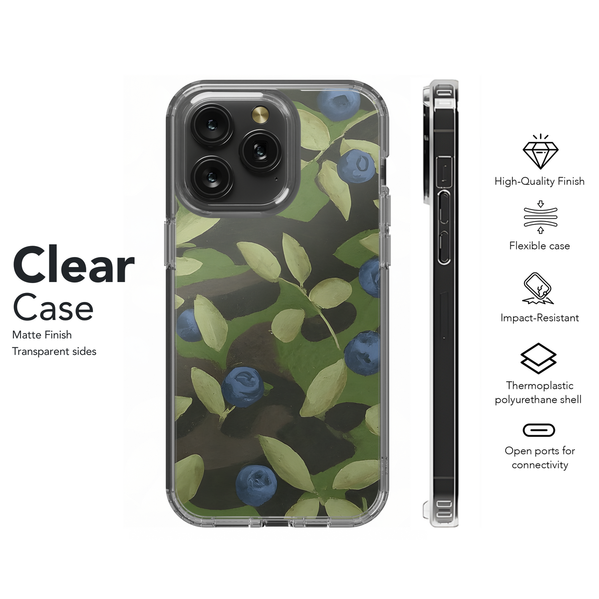 Camouflage Print with Huckleberries Phone Case iPhone Samsung Cover Pixel 3549 - Image 8