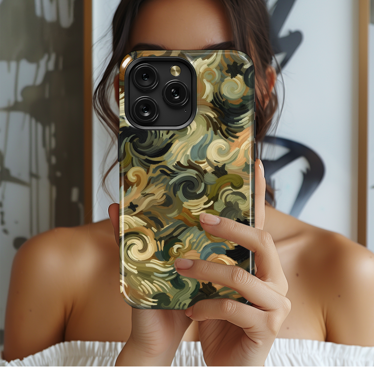 Camouflage Van Gogh Phone Case iPhone Samsung Cover Pixel 3568 - Image 2