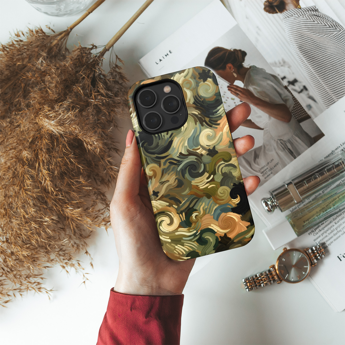 Camouflage Van Gogh Phone Case iPhone Samsung Cover Pixel 3568 - Image 4