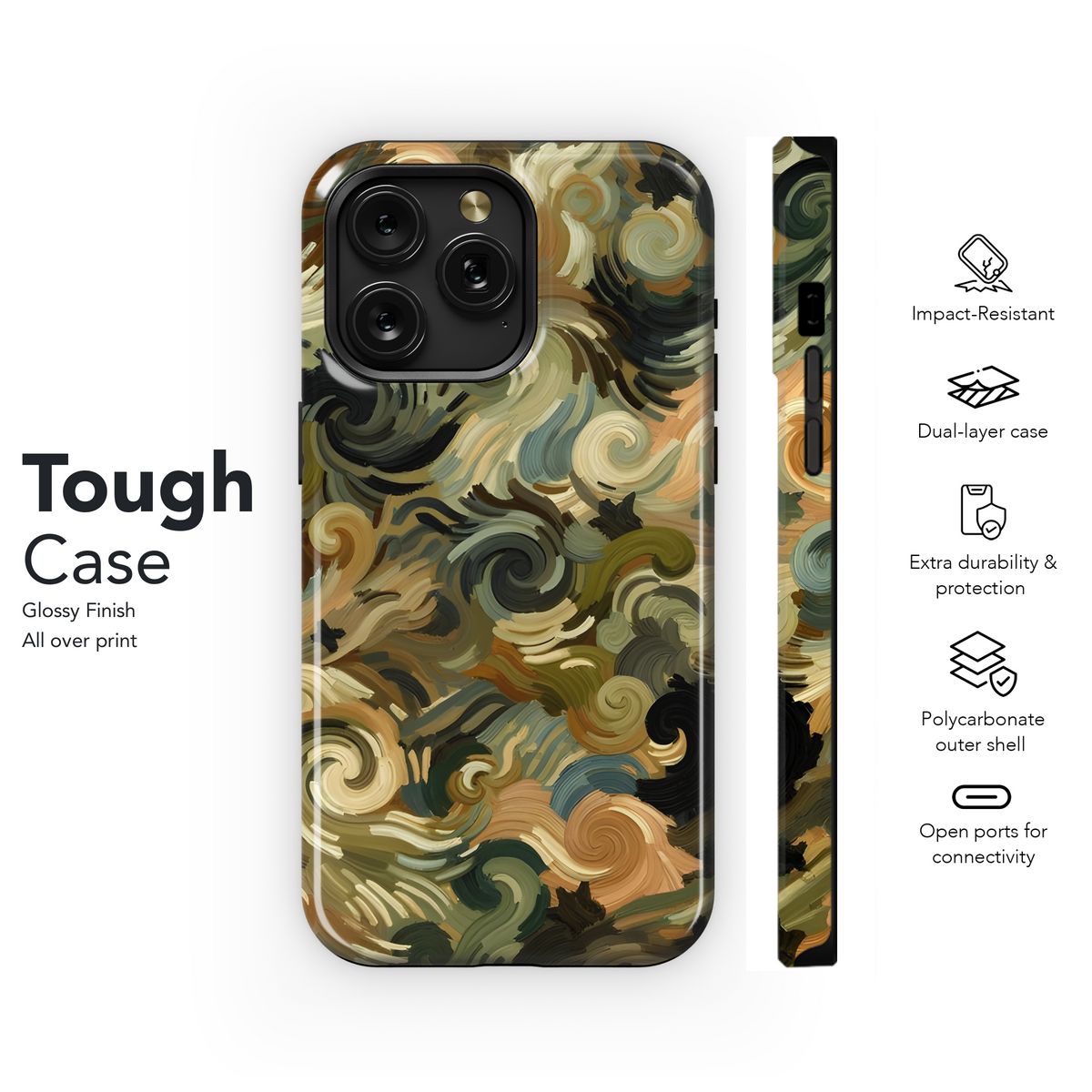 Camouflage Van Gogh Phone Case iPhone Samsung Cover Pixel 3568 - Image 6