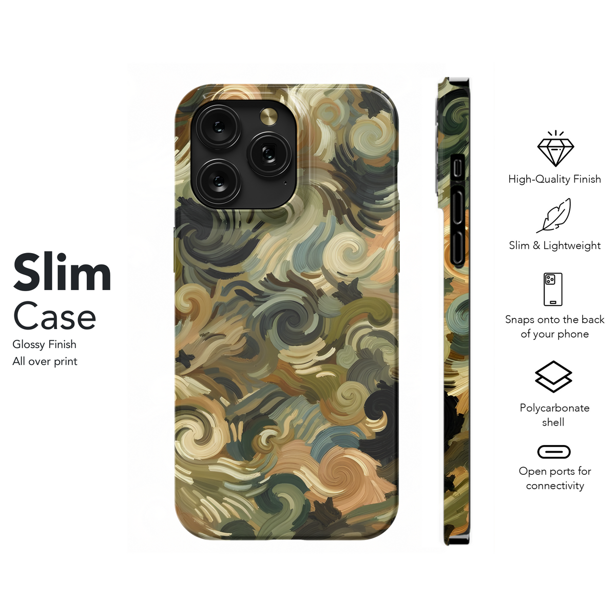 Camouflage Van Gogh Phone Case iPhone Samsung Cover Pixel 3568 - Image 7