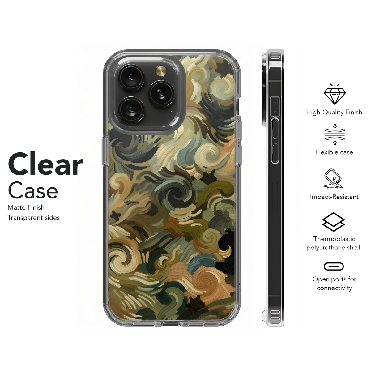 Camouflage Van Gogh Phone Case iPhone Samsung Cover Pixel 3568 - Image 8