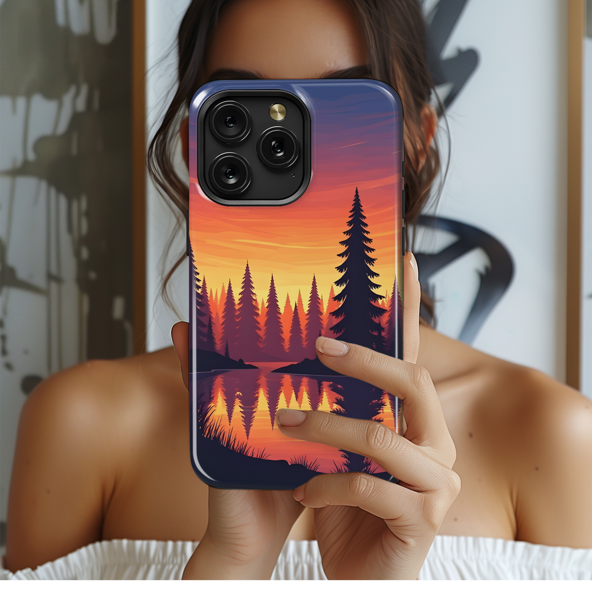 Canadian Sunset Pinecone Phone Case iPhone Samsung Cover Pixel 3510 - Image 2