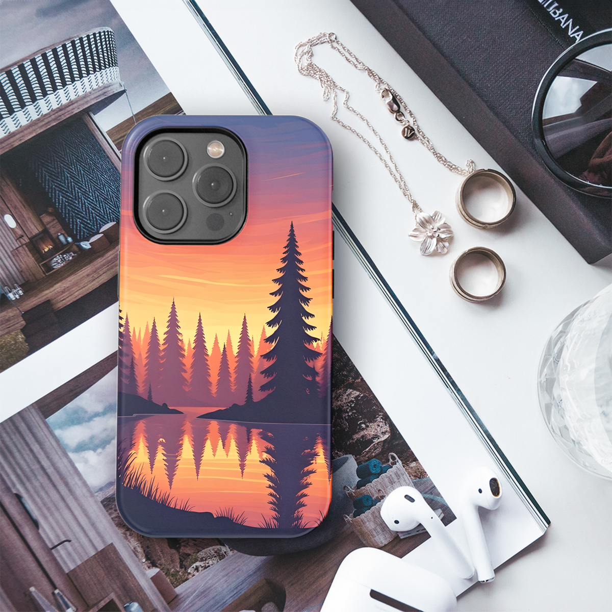 Canadian Sunset Pinecone Phone Case iPhone Samsung Cover Pixel 3510 - Image 3