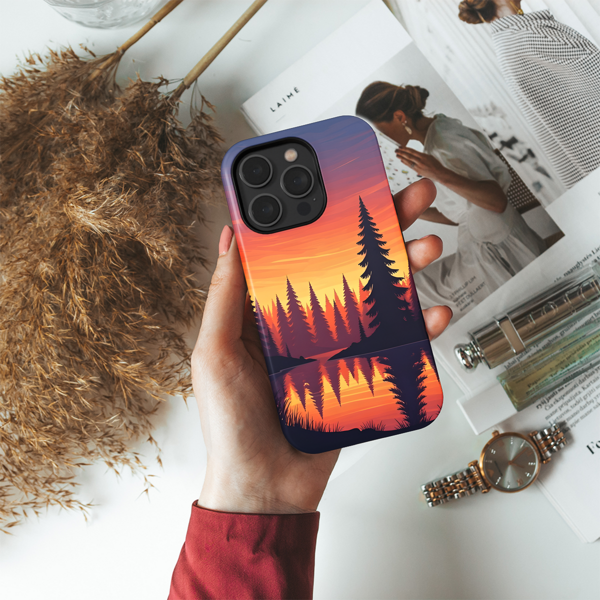 Canadian Sunset Pinecone Phone Case iPhone Samsung Cover Pixel 3510 - Image 4