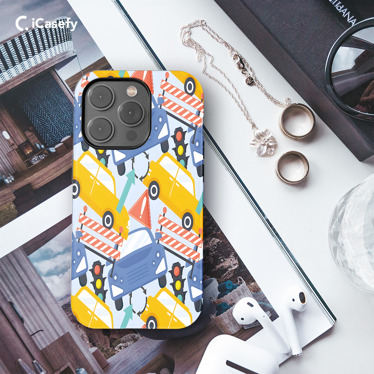 Car Toys Cars Seamless Pattern Cartoon Phone Case iPhone Samsung Cover Pixel 1124 - Image 3