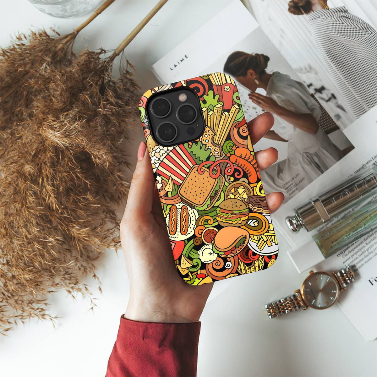 Cartoon Fastfood Doodle Phone Case iPhone Samsung Cover Pixel 2828 - Image 4