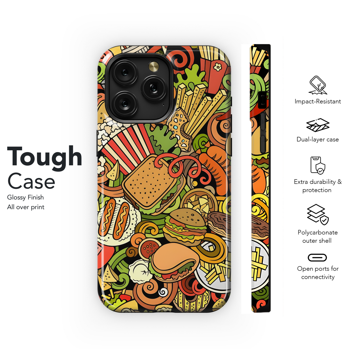 Cartoon Fastfood Doodle Phone Case iPhone Samsung Cover Pixel 2828 - Image 6