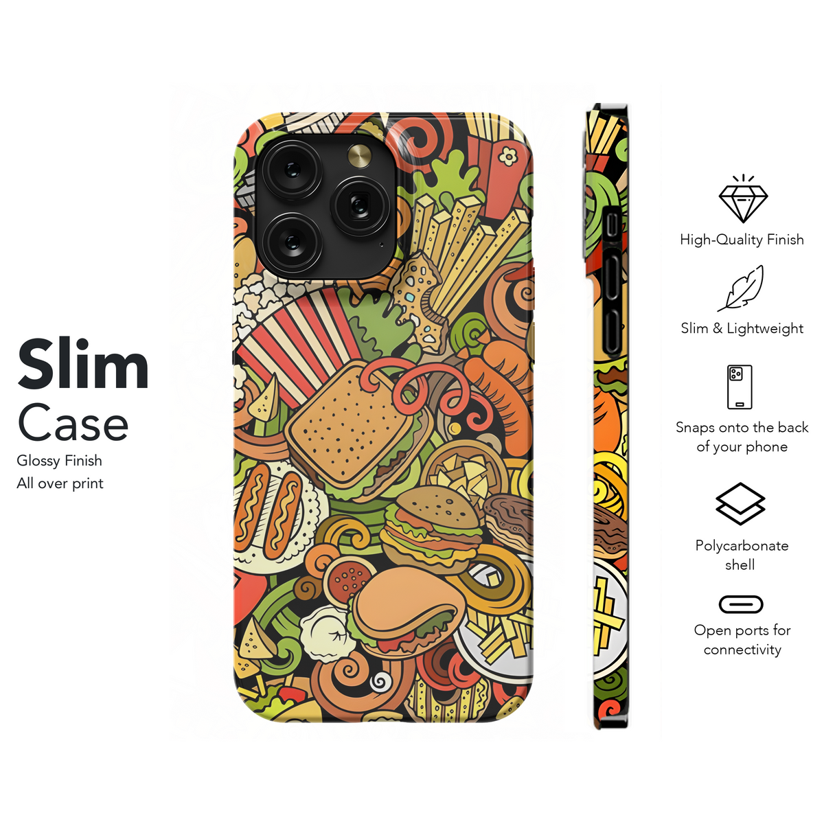 Cartoon Fastfood Doodle Phone Case iPhone Samsung Cover Pixel 2828 - Image 7