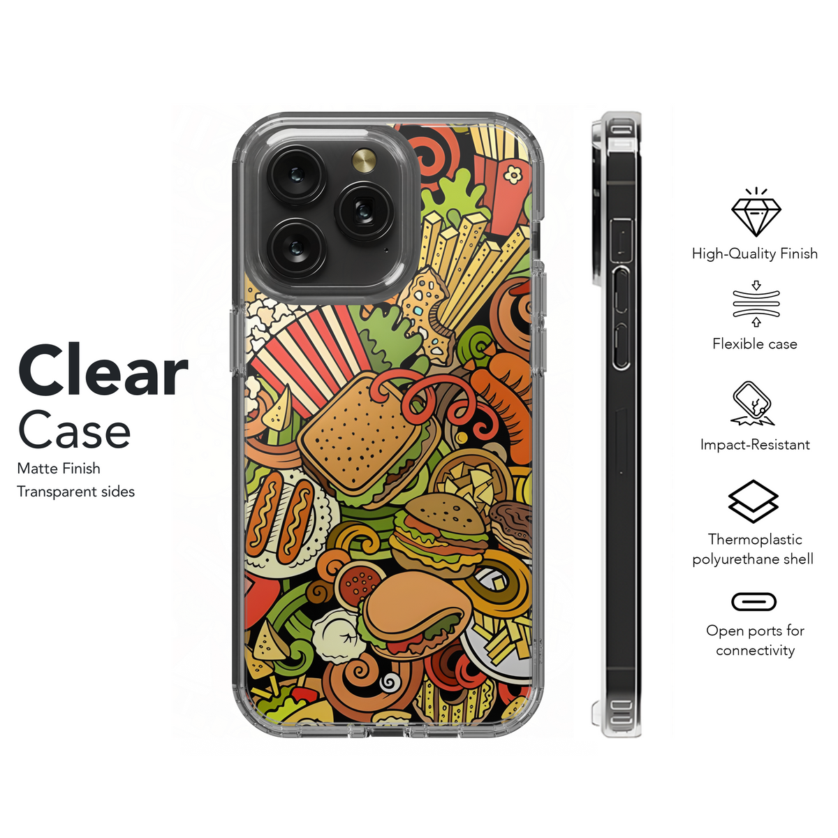 Cartoon Fastfood Doodle Phone Case iPhone Samsung Cover Pixel 2828 - Image 8