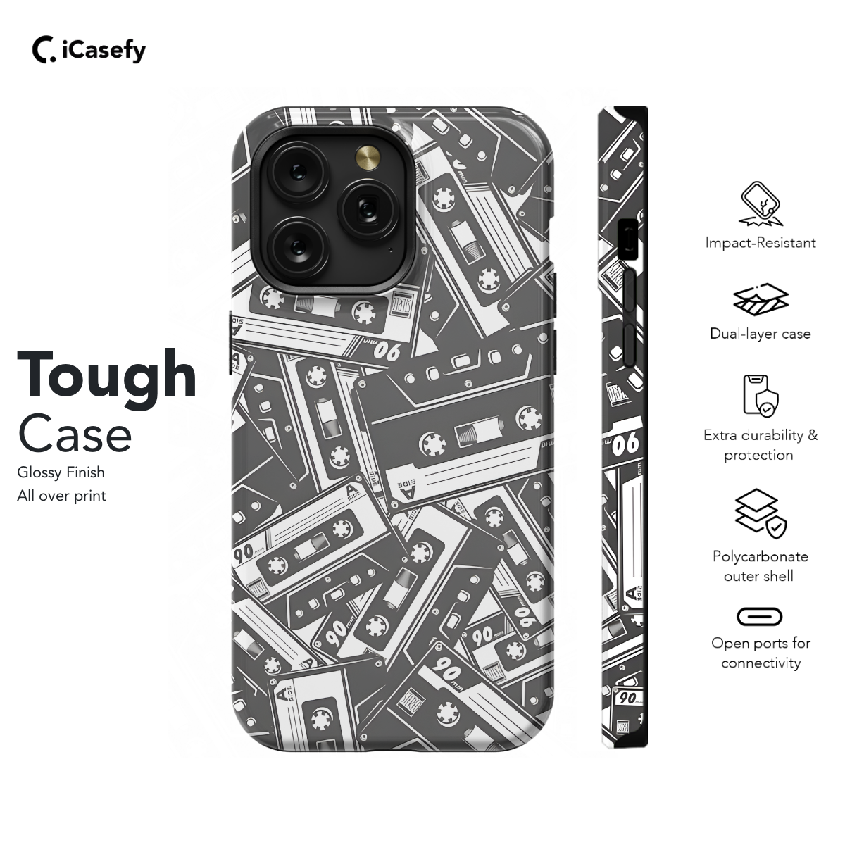 Cassette Tape Seamless Phone Case iPhone Samsung Cover Pixel 1180 - Image 5