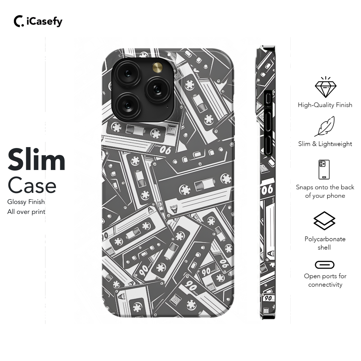 Cassette Tape Seamless Phone Case iPhone Samsung Cover Pixel 1180 - Image 6